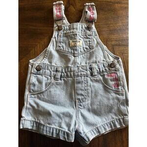 Oshkosh B'gosh Girl's Overall Vestbak Embroidered Floral Size 12 Month Vintage
